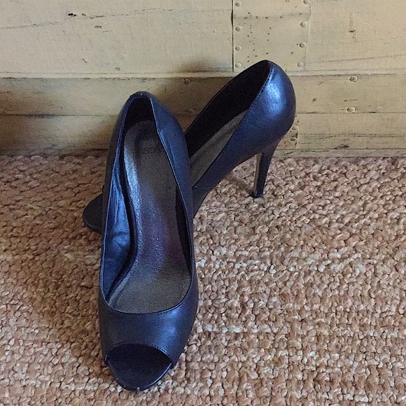 👡 ASOS BLACK VEG LEATH PEEP TOE HIGH HEELS 9 M - Picture 3 of 11